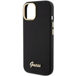 Guess GUHCP15SSMBSLK Hardcase Silicone Script Metal Logo & Fram for iPhone 15 / 14 / 13 6.1" / black