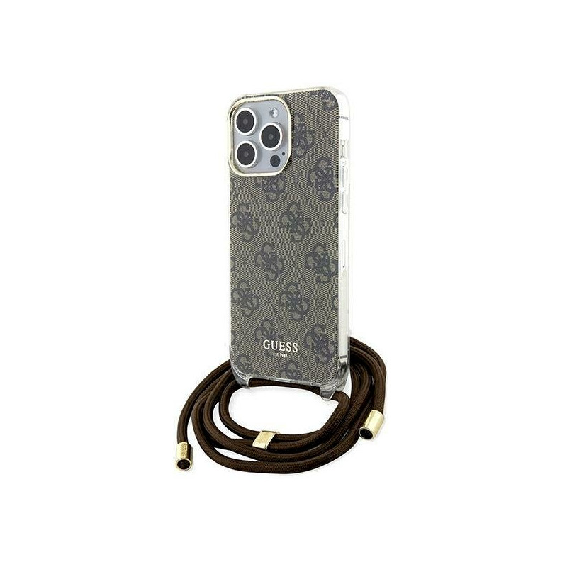 Guess GUHCP15XHC4SEW Crossbody Cord 4G Print Hardcase for iPhone 15 Pro Max 6.7" / brown