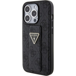 Guess GUHCP15XPGS4TDK Grip Stand 4G Triangle Strass Hardcase for iPhone 15 Pro Max 6.7" / black