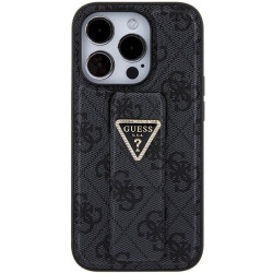 Guess GUHCP15XPGS4TDK Grip Stand 4G Triangle Strass Hardcase for iPhone 15 Pro Max 6.7" / black