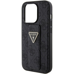 Guess GUHCP15XPGS4TDK Grip Stand 4G Triangle Strass Hardcase for iPhone 15 Pro Max 6.7" / black