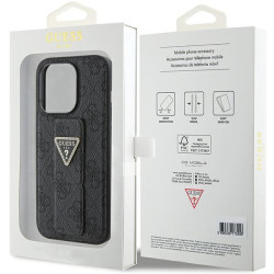 Guess GUHCP15XPGS4TDK Grip Stand 4G Triangle Strass Hardcase for iPhone 15 Pro Max 6.7" / black