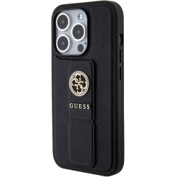 Guess GUHCP15XPGSSADK Grip Stand 4G Saffiano Strass for iPhone 15 Pro Max 6.7" / black