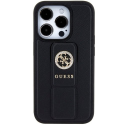 Guess GUHCP15XPGSSADK Grip Stand 4G Saffiano Strass for iPhone 15 Pro Max 6.7" / black