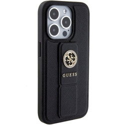 Guess GUHCP15XPGSSADK Grip Stand 4G Saffiano Strass for iPhone 15 Pro Max 6.7" / black
