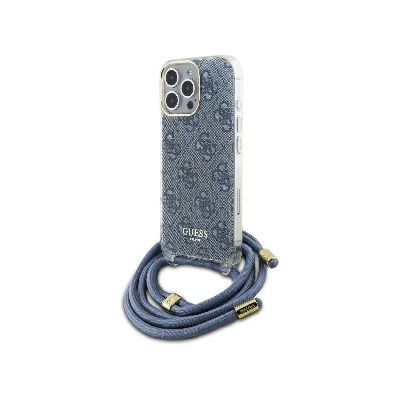 Guess GUHCP16LHC4SEB iPhone 16 Pro 6.3" blue hardcase Crossbody Cord 4G Print
