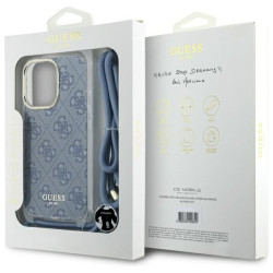 Guess GUHCP16LHC4SEB iPhone 16 Pro 6.3" blue hardcase Crossbody Cord 4G Print