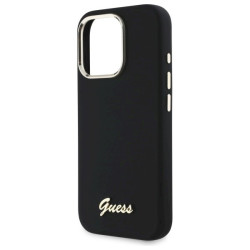 Guess GUHCP16LSMBSLK Silicone Script Metal Logo & Frame Hardcase for iPhone 16 Pro 6.3" / black
