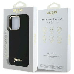 Guess GUHCP16LSMBSLK Silicone Script Metal Logo & Frame Hardcase for iPhone 16 Pro 6.3" / black