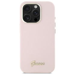 Guess GUHCP16LSMBSLP Hardcase Silicone Script Metal Logo & Frame for iPhone 16 Pro 6.3" / pink