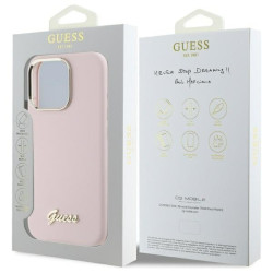 Guess GUHCP16LSMBSLP Hardcase Silicone Script Metal Logo & Frame for iPhone 16 Pro 6.3" / pink