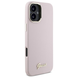 Guess GUHCP16MSMBSLP Silicone Script Metal Logo & Frame Hardcase for iPhone 16 Plus 6.7" / pink