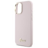 Guess GUHCP16MSMBSLP Silicone Script Metal Logo & Frame Hardcase for iPhone 16 Plus 6.7" / pink