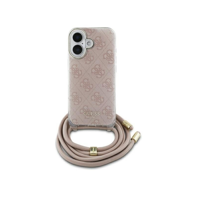 Guess GUHCP16SHC4SEP Hardcase Crossbody Cord 4G Print for iPhone 16 6.1" / pink