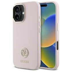 Guess GUHCP16SM4DGPP Silicone Logo Strass 4G Hardcase for iPhone 16 6.1" / pink