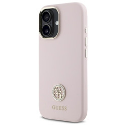 Guess GUHCP16SM4DGPP Silicone Logo Strass 4G Hardcase for iPhone 16 6.1" / pink