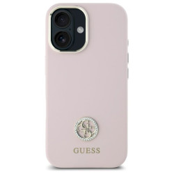 Guess GUHCP16SM4DGPP Silicone Logo Strass 4G Hardcase for iPhone 16 6.1" / pink