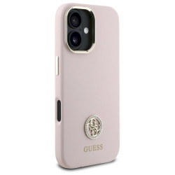 Guess GUHCP16SM4DGPP Silicone Logo Strass 4G Hardcase for iPhone 16 6.1" / pink