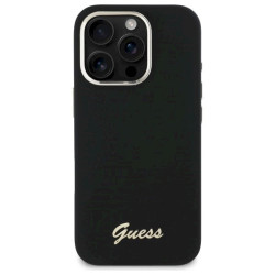 Guess GUHCP16XSMBSLK Silicone Script Metal Logo & Frame Hardcase for iPhone 16 Pro Max 6.9" / black