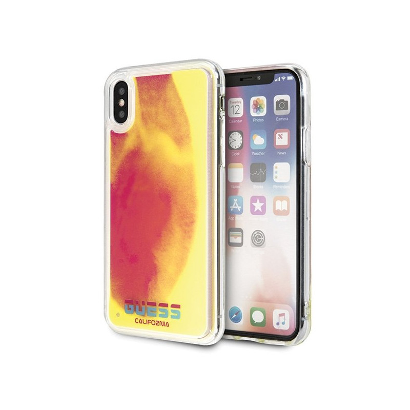 Guess GUHCPXGLCPI Hardcase California Glow in the dark for iPhone X/Xs / pink