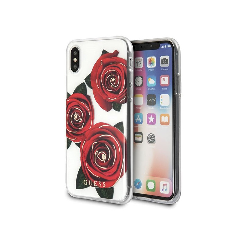 Guess GUHCPXROSTR Hardcase Flower Desire for iPhone X / red rose