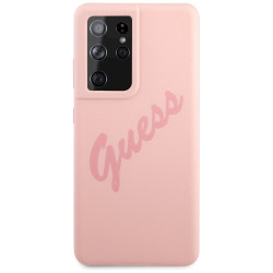 Guess GUHCS21LLSVSPI Script Vintage Hardcase for Samsung Galaxy S21 Ultra G998 / pink