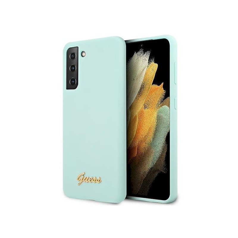 Guess GUHCS21MLSLMGLB S21+ G996 Hardcase Silicone Script Metal Logo / blue
