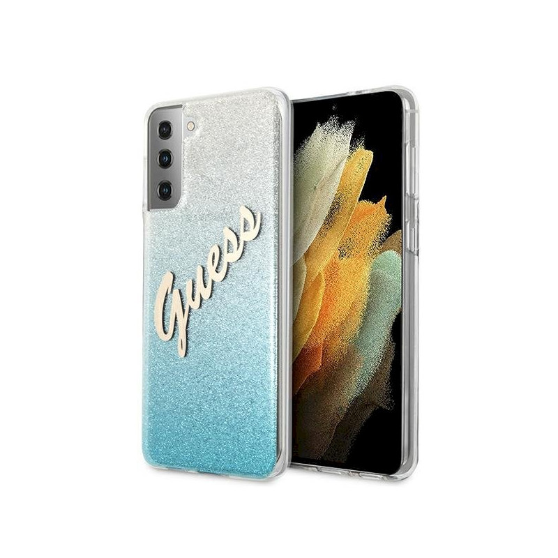Guess GUHCS21MPCUGLSBL Hardcase Glitter Gradient Script for Samsung Galaxy S21+ G996 / blue