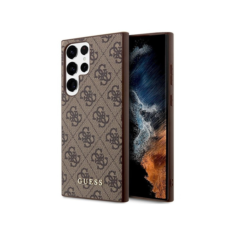 Guess GUHCS23LG4GFBR Hardcase 4G Metal Gold Logo for Samsung Galaxy S23 Ultra S918 / brown