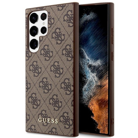 Guess GUHCS23LG4GFBR Hardcase 4G Metal Gold Logo for Samsung Galaxy S23 Ultra S918 / brown