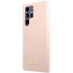 Guess GUHCS23LLSLMGPP Hardcase Silicone Script Metal Logo for Samsung Galaxy S23 Ultra S918 / pink