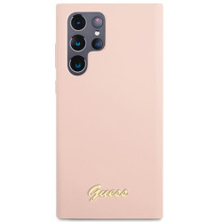 Guess GUHCS23LLSLMGPP Hardcase Silicone Script Metal Logo for Samsung Galaxy S23 Ultra S918 / pink