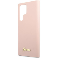 Guess GUHCS23LLSLMGPP Hardcase Silicone Script Metal Logo for Samsung Galaxy S23 Ultra S918 / pink