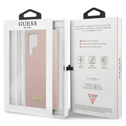 Guess GUHCS23LLSLMGPP Hardcase Silicone Script Metal Logo for Samsung Galaxy S23 Ultra S918 / pink
