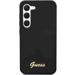 Guess GUHCS23MSLSMK S23+ S916 hardcase Silicone Vintage Gold Logo / black