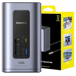 Baseus Air Spacemate 12-in-1 USB-C Docking Station 2xHDMI 4K@60Hz | 2xUSB-C 10Gb/s | 2xUSB-A 5Gb/s | 2xUSB-A 480Mb/s | RJ45 | SD