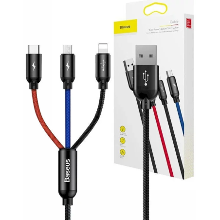 Baseus USB3w1 USB-C / Lightning / Micro 3.5A 1.2m Cable / black