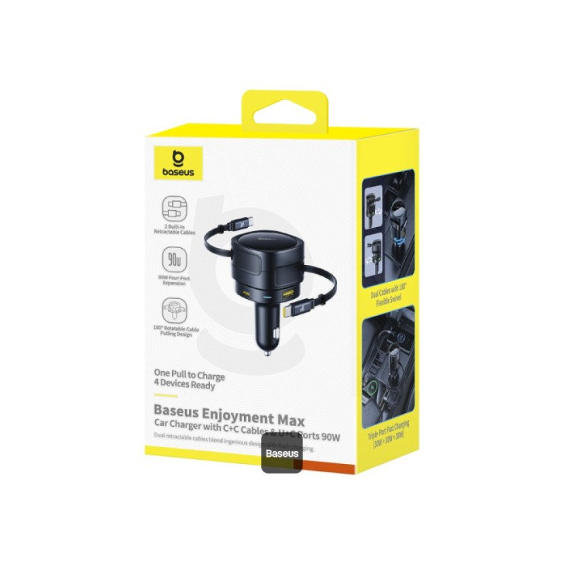 Baseus Enjoyment Max 90W USB-C + USB-A + USB-C Cable / black
