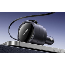Baseus Enjoyment Max 60W Retractable Cable Car Charger USB-C and Lightning / black