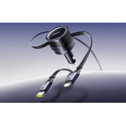 Baseus Enjoyment Max 60W Retractable Cable Car Charger USB-C and Lightning / black