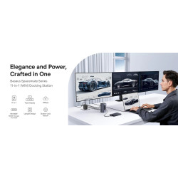 Baseus Spacemate RD1 11-in-1 USB-C Docking Station 2xHDMI 4K@60Hz | 2xDP 4K@60Hz | 2xUSB-A 10Gb/s | USB-C 10Gb/s | RJ45 | USB-A 