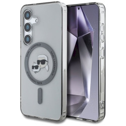 Case Karl Lagerfeld Button Karl & Choupette Heads Printed Logo MagSafe for Samsung Galaxy S25+ / black