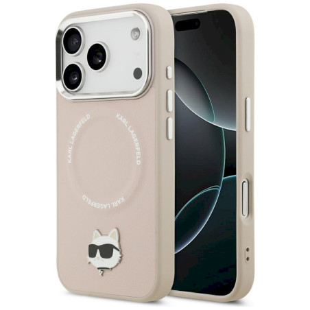 Karl Lagerfeld Choupette Pin MagSafe Case for iPhone 17 Pro Max / pink