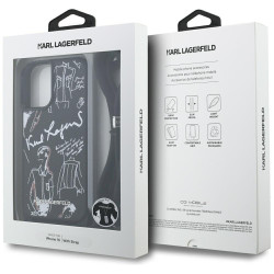 Karl Lagerfeld Crossbody Grained Pattern & Logo MagSafe Case for iPhone 16 / black