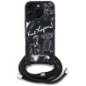 Karl Lagerfeld Crossbody Grained Pattern & Logo Case for iPhone 16 Pro Max / black