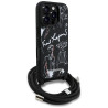 Karl Lagerfeld Crossbody Grained Pattern & Logo Case for iPhone 16 Pro Max / black