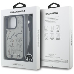 Karl Lagerfeld Crossbody Grained Pattern & Logo Case for iPhone 16 Pro / grey