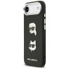 Karl Lagerfeld FW Grained Karl & Choupette Heads Pins & Logo Case for iPhone Air / black