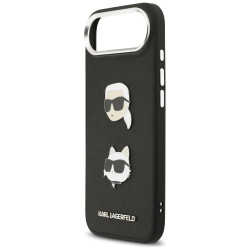 Karl Lagerfeld FW Grained Karl & Choupette Heads Pins & Logo Case for iPhone Air / black