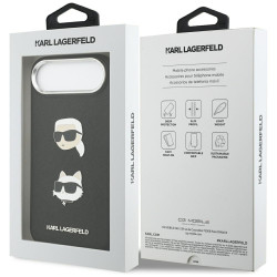 Karl Lagerfeld FW Grained Karl & Choupette Heads Pins & Logo Case for iPhone Air / black